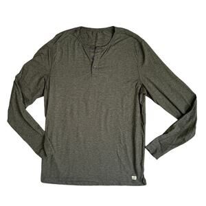 Vuori Ease Henley Long Sleeve Shirt Men's Heather Green Black Large